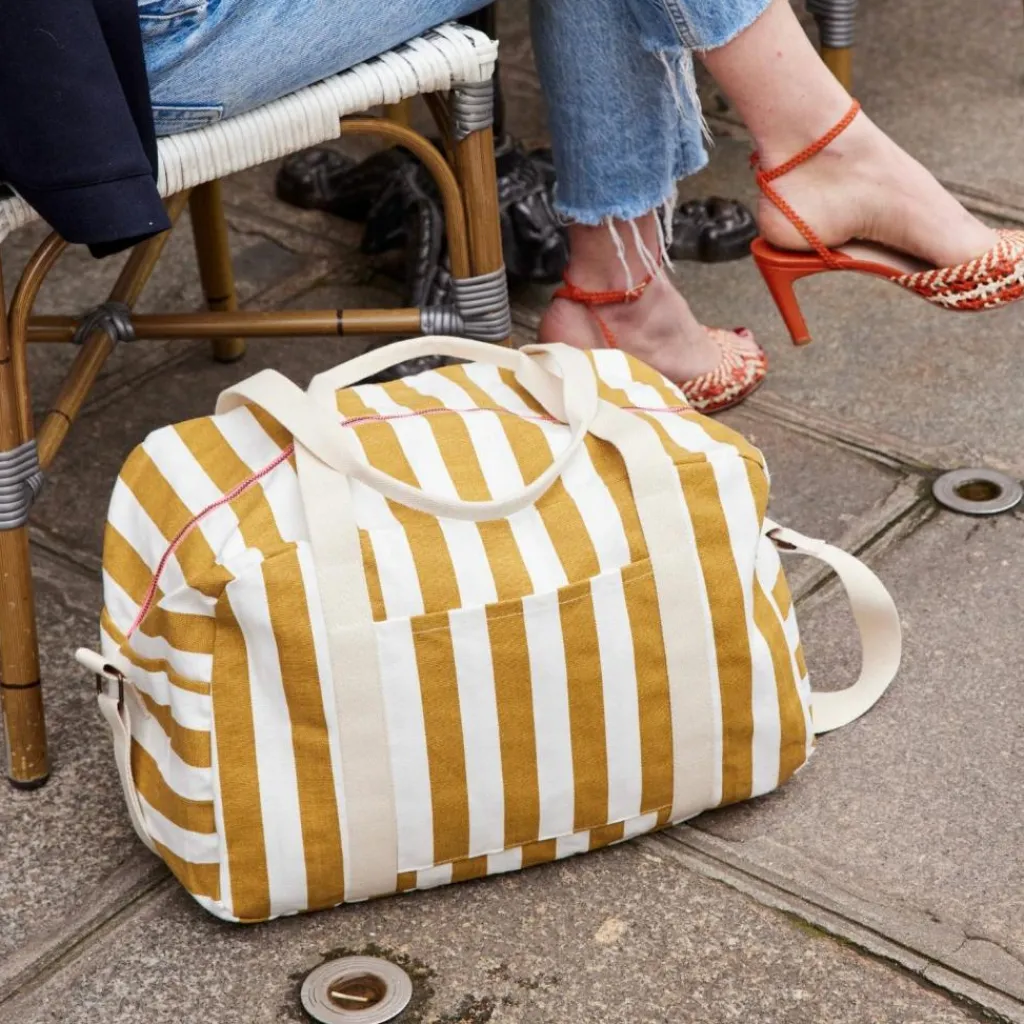 Rose in April Sac à langer Raphaël rayé écru-caramel