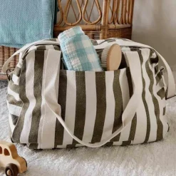 Discount Sac à langer Raphaël rayé Olive-Greige Sac À Langer À Anses
