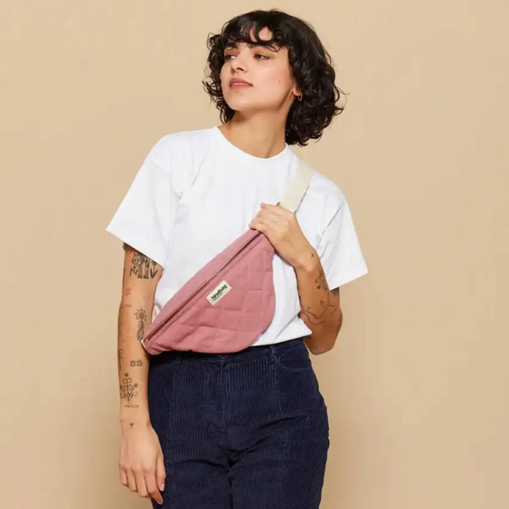 Hindbag Sac banane Olivia matelassé Rose Blush