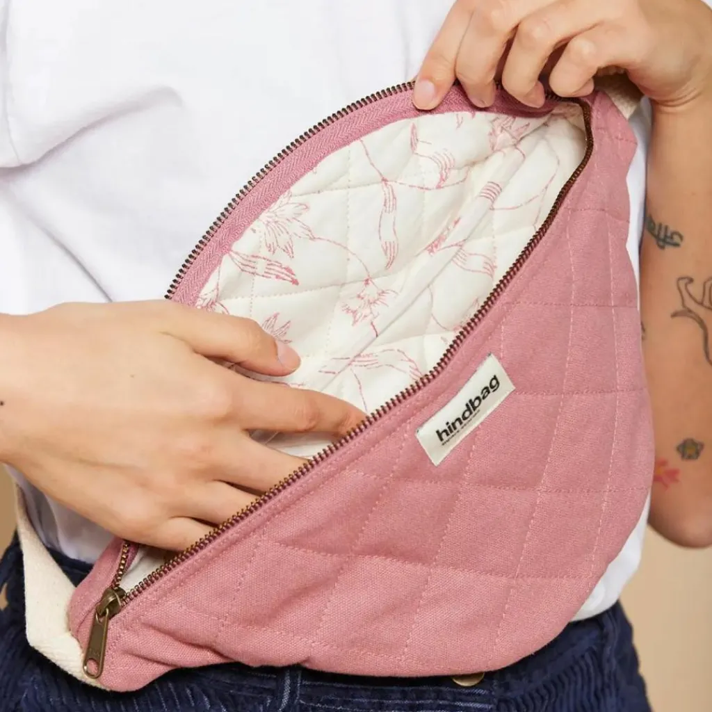 Hindbag Sac banane Olivia matelassé Rose Blush