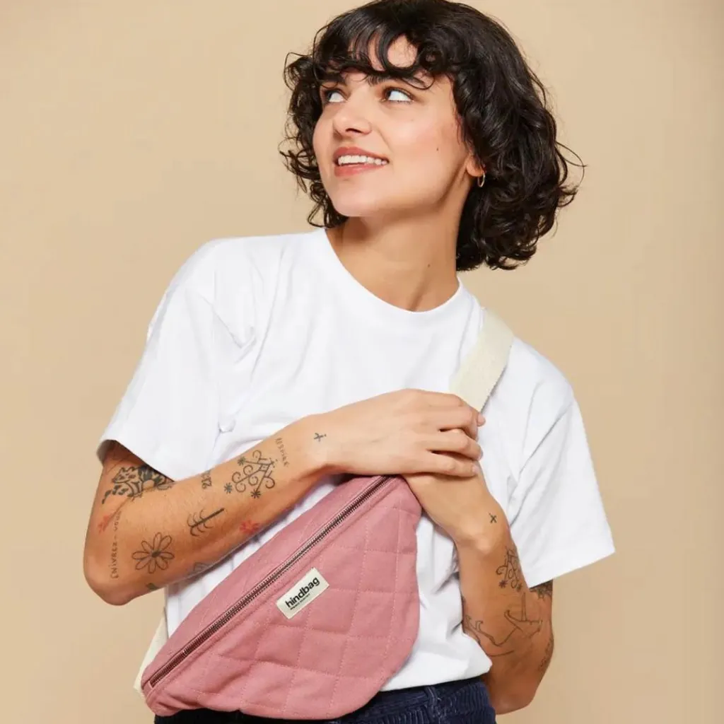 Hindbag Sac banane Olivia matelassé Rose Blush