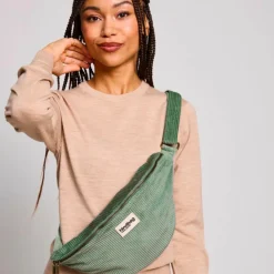 Clearance Sac banane Sasha L Velours Vert d'eau Sac Banane Adulte