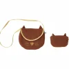 Clearance Sac bandoulière avec porte-monnaie Chat gaze de coton toffee et or Enfant Sac À Main Enfant