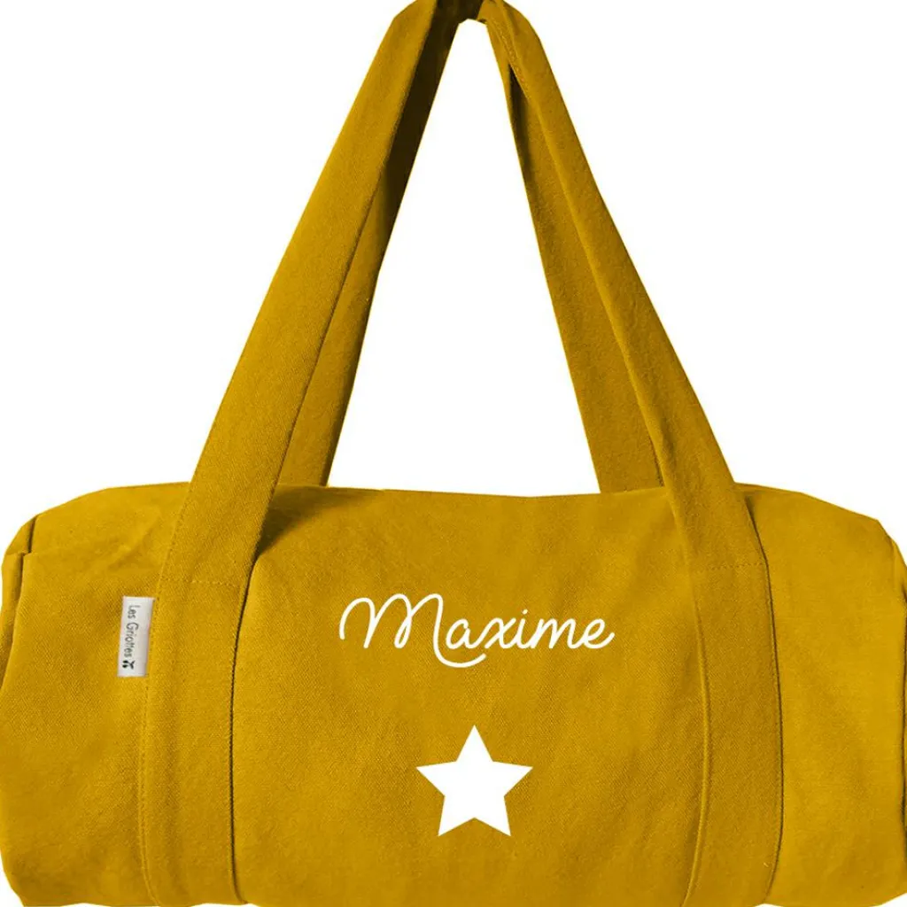 Les Griottes Sac de voyage enfant jaune moutarde (personnalisable)