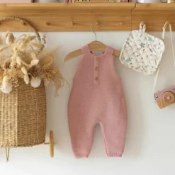Sale Salopette en maille Rose poudre (1-3 mois) Tenue De Naissance
