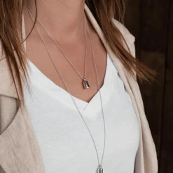 Sautoir personnalisable argenté rhodié Collier Maman