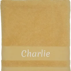 L'oiseau bateau Serviette de bain Girafe Vanille personnalisable (70 x 140 cm)