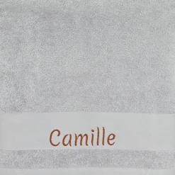 L'oiseau bateau Serviette de bain grise ours personnalisable (70 x 140 cm)