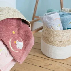 L'oiseau bateau Serviette de bain grise ours personnalisable (70 x 140 cm)