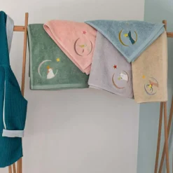 L'oiseau bateau Serviette de bain grise ours personnalisable (70 x 140 cm)