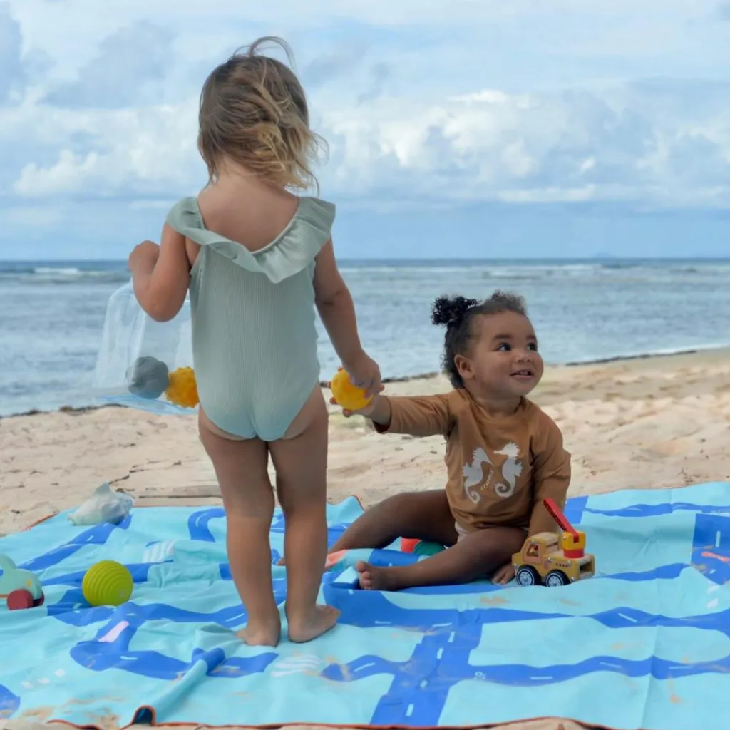 New Serviette de plage 2 en 1 Circuit Bleu (180 x 180 cm) Serviette De Plage