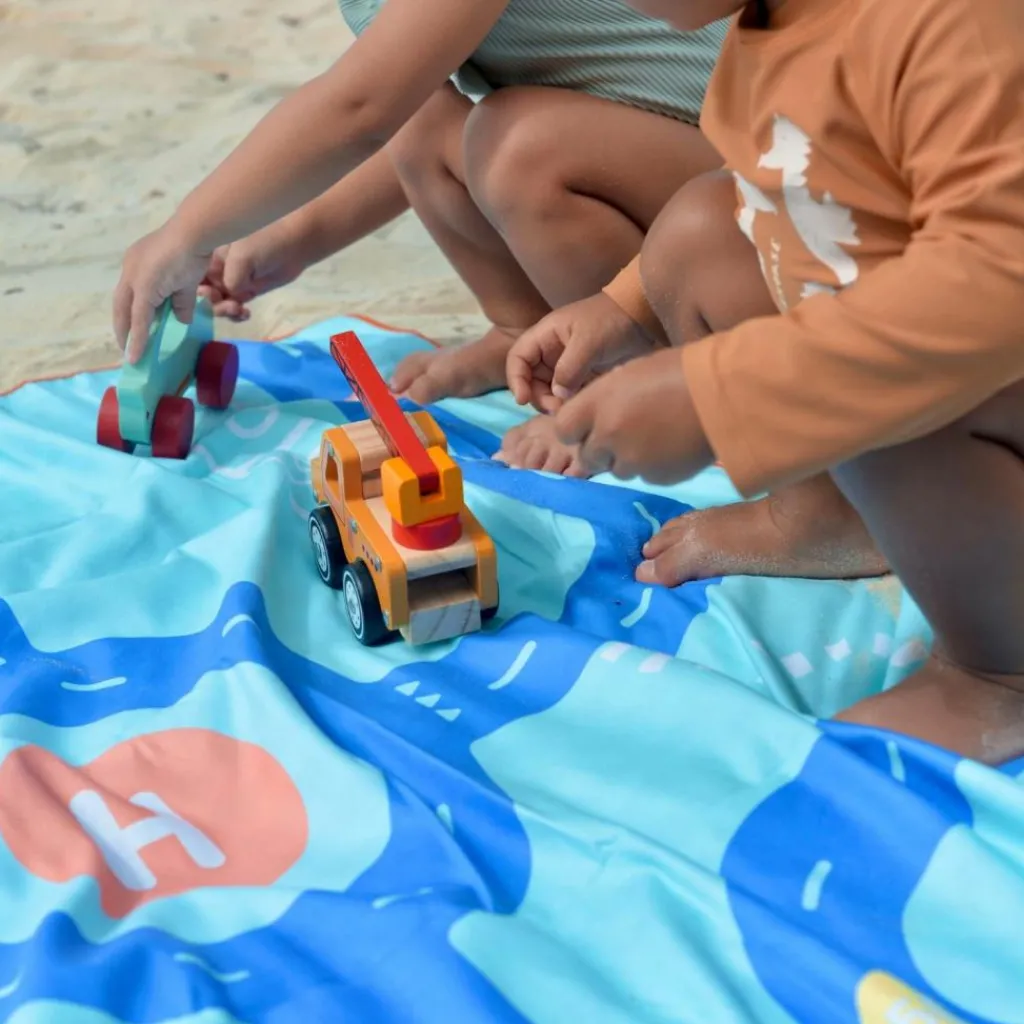 New Serviette de plage 2 en 1 Circuit Bleu (180 x 180 cm) Serviette De Plage