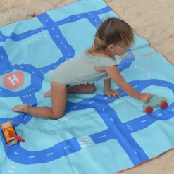 New Serviette de plage 2 en 1 Circuit Bleu (180 x 180 cm) Serviette De Plage