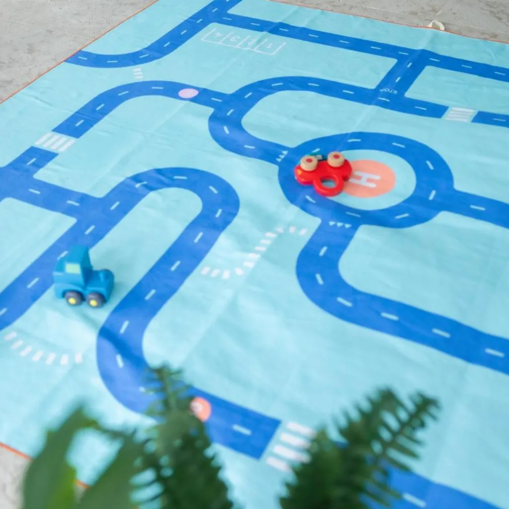 New Serviette de plage 2 en 1 Circuit Bleu (180 x 180 cm) Serviette De Plage