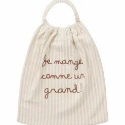 BB & Co Serviette élastique comme un grand gaze de coton beige rayé galet