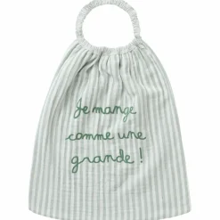 Hot Serviette élastique comme une grande gaze de coton rayé vert de gris Bavoirs