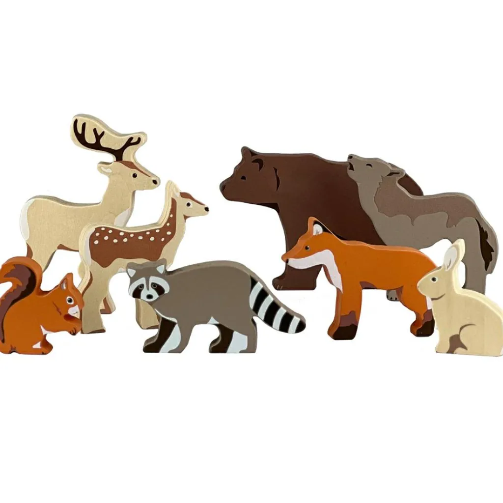 Online Set 8 animaux en bois forêt Figurines De Jeu