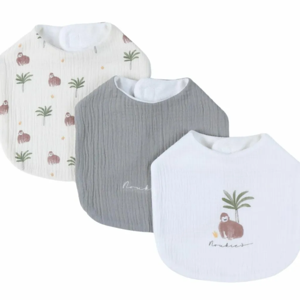 Noukie's Set 3 bavoirs mousseline Cute gorilla