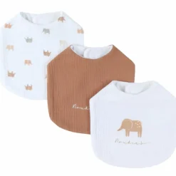 New Set 3 bavoirs mousseline Elephants Bavoirs