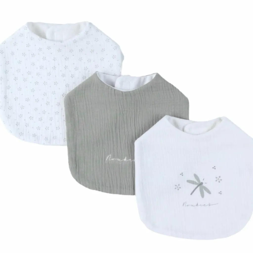 Noukie's Set 3 bavoirs mousseline Smart flowers