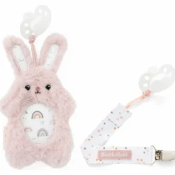 Clearance Set attache-sucette peluche lapin et attache-sucette rose clair Attache Sucette