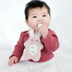 Clearance Set attache-sucette peluche lapin et attache-sucette rose clair Attache Sucette