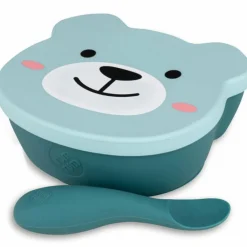 Discount Set bol à ventouse et cuillère en silicone Ourson Bleu Coffret Repas