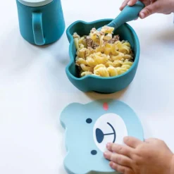 Discount Set bol à ventouse et cuillère en silicone Ourson Bleu Coffret Repas