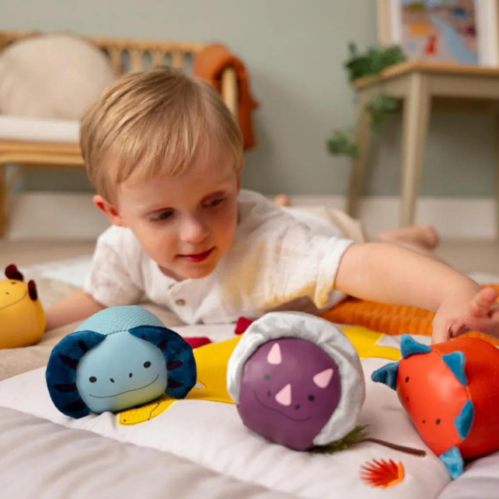 Little Big Friends Set de 4 balles doudous Les Doodballs Les Amis Dinos