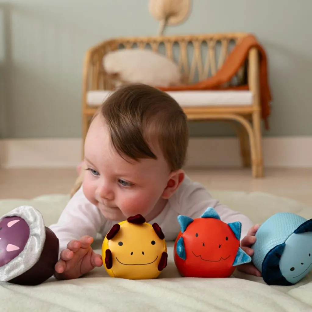 Little Big Friends Set de 4 balles doudous Les Doodballs Les Amis Dinos