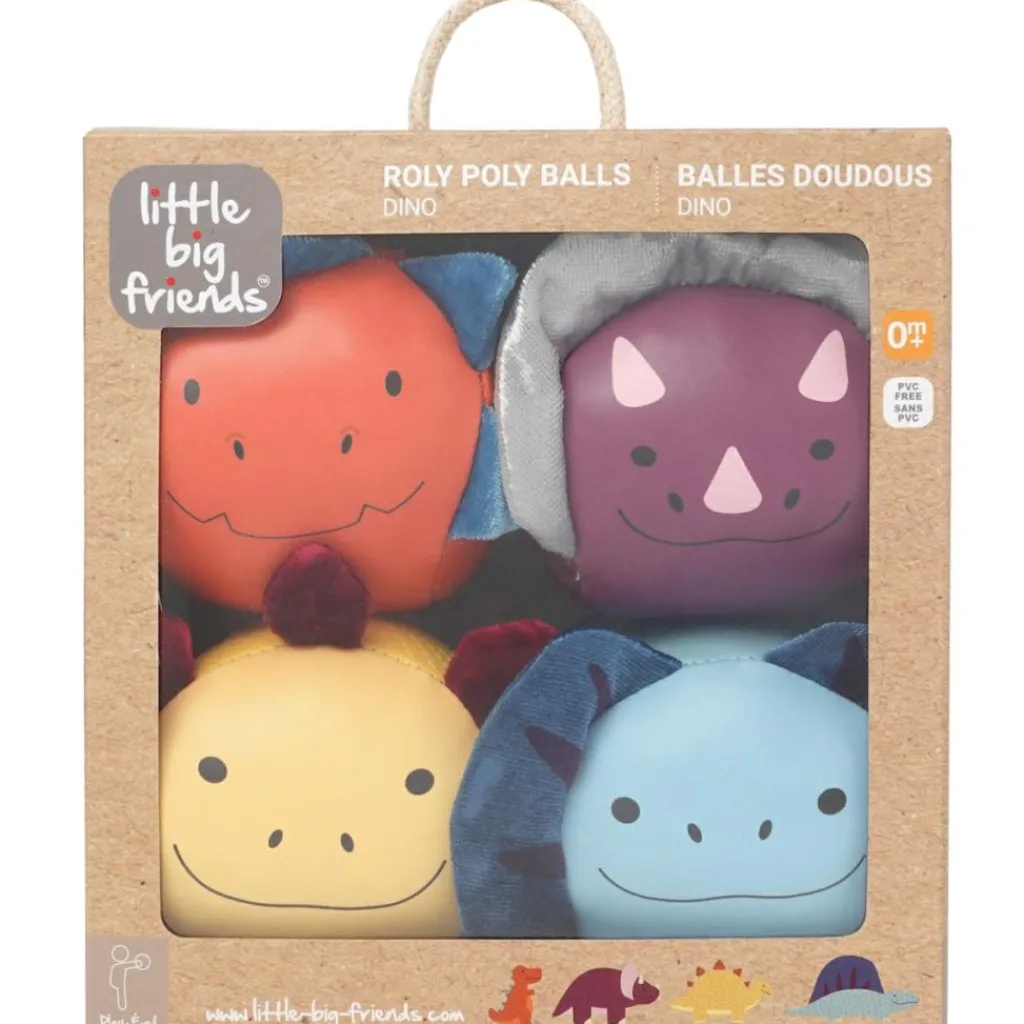 Little Big Friends Set de 4 balles doudous Les Doodballs Les Amis Dinos