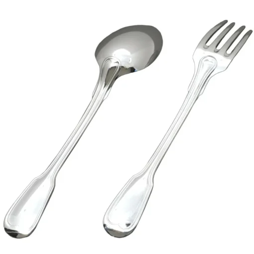 Clearance Set de 2 couverts bébé Filet ancien personnalisable dans son coffret (métal argenté) Couverts