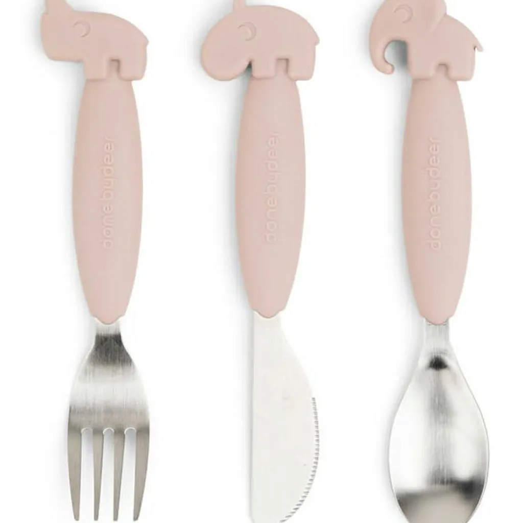 Done by Deer Set de 3 couverts Easy-grip Deer friends Rose