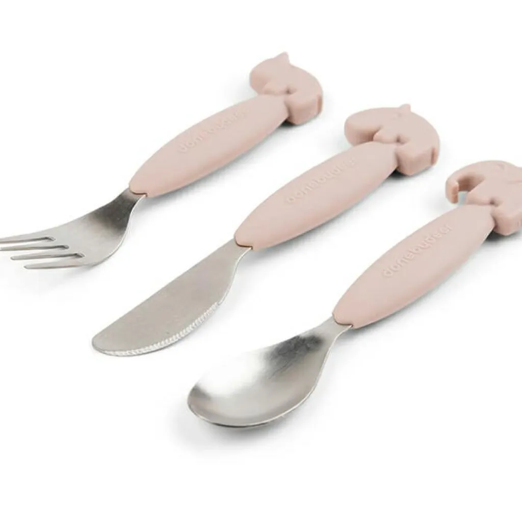 Done by Deer Set de 3 couverts Easy-grip Deer friends Rose