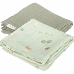 New Set de 2 langes en gaze de coton Little Farm Pure Olive (70 x 70 cm) Lange