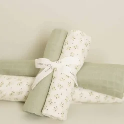 Sale Set de 2 langes en gaze de coton Blueberry Pure Sage (70 x 70 cm) Lange