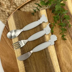 Clearance Set de couverts en inox et silicone gris (3 pièces) Couverts