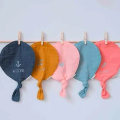 Les Griottes Set de naissance Doudou ballon et anneau de dentition Bleu pétrole (personnalisable)