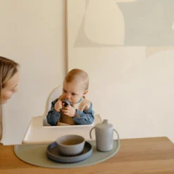 Mushie Set de table en silicone Cambridge Blue