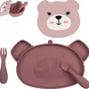 TUM TUM Set repas en silicone Ourson Rose (4 pièces)
