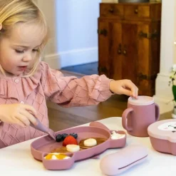 TUM TUM Set repas en silicone Ourson Rose (4 pièces)