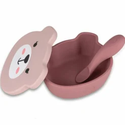 TUM TUM Set repas en silicone Ourson Rose (4 pièces)