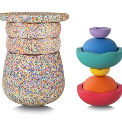 Stapelstein Set tabouret modulaire + jeu motricité Dynamic complete super confetti