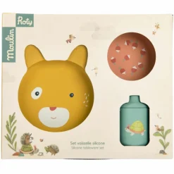 Moulin Roty Set vaisselle silicone Trois petits lapins