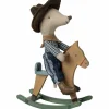 Sale Souris Cowboy sur son cheval à bascule Petit frère Figurines De Jeu