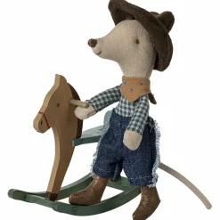 Sale Souris Cowboy sur son cheval à bascule Petit frère Figurines De Jeu