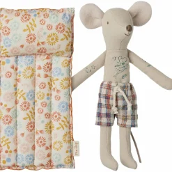 Maileg Souris de plage sur son matelas Papa Fleurs