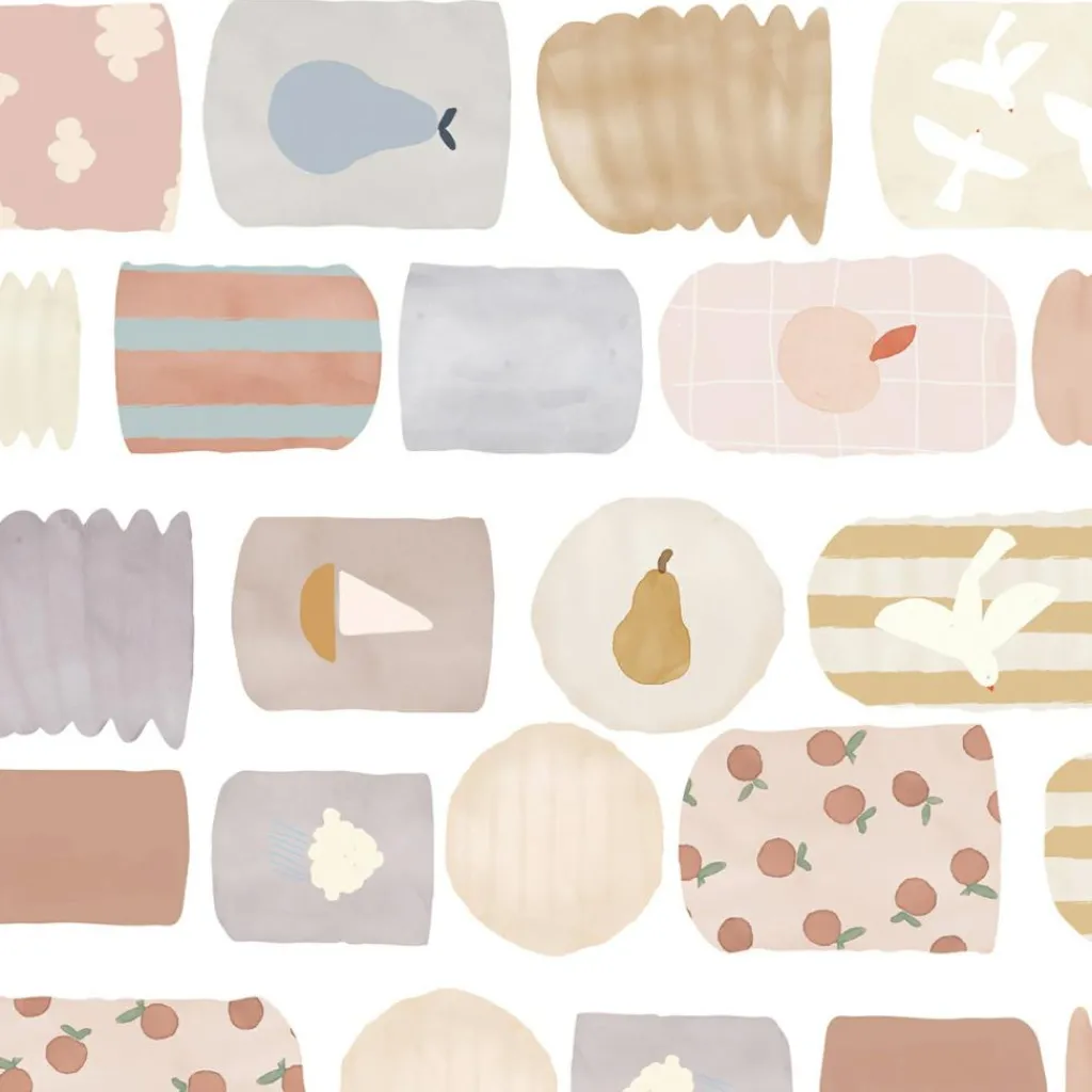 Mimi'lou Sticker frise murale Lampions Crème