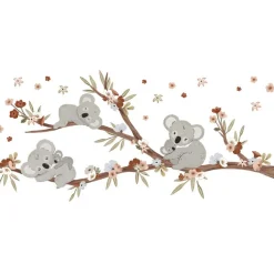 Sale Sticker mural Koalas sur branche avec fleurs (118 x 54 cm) Stickers Muraux