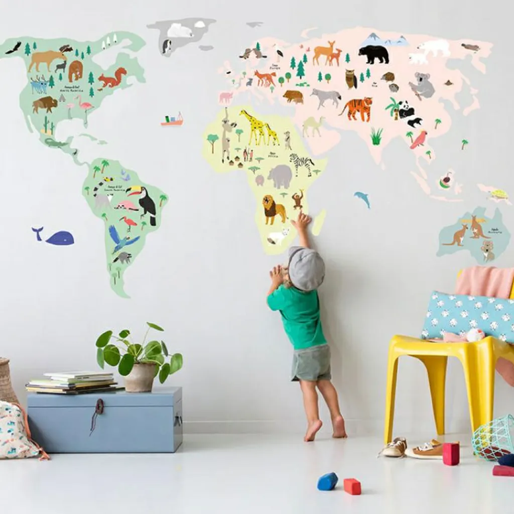 Mimi'lou Stickers géants Animaux du monde (160 x 80 cm)